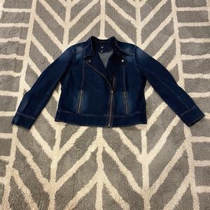 Gap Dark Wash Denim moto zip jacket